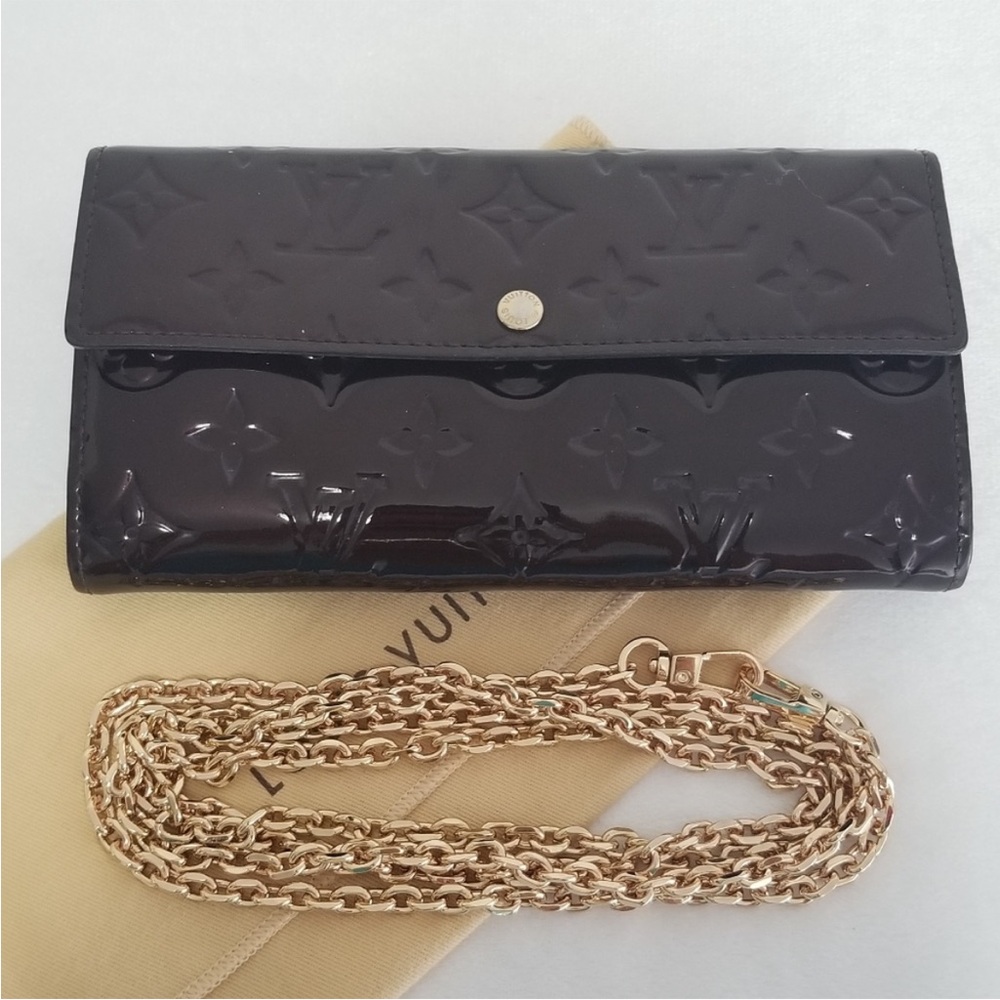 Louis Vuitton vernis portefeuille amarante Sarah Long wallet EUC burgundy - Picture 4 of 16